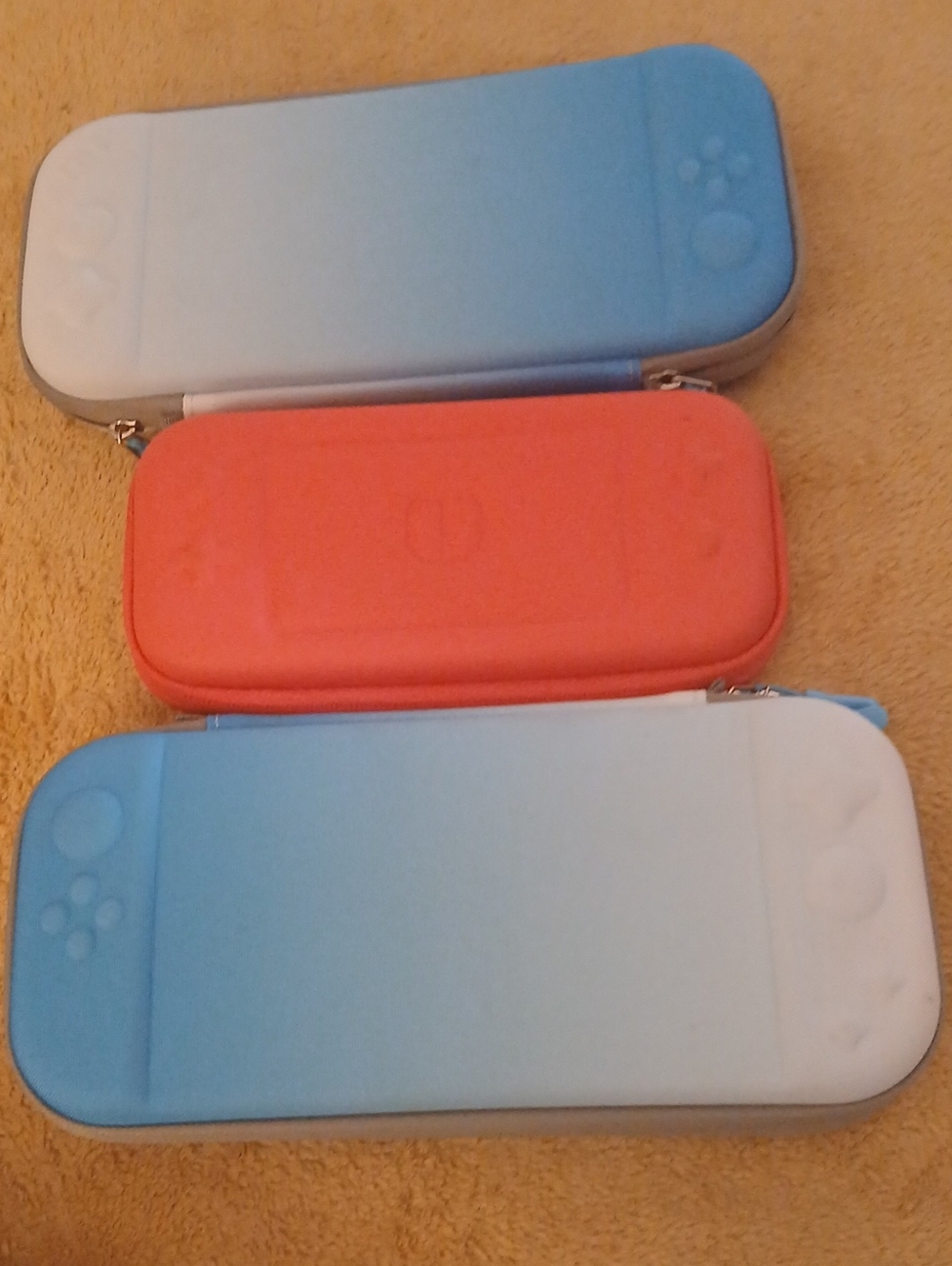 3 NWOT Silicone Protective Carrying Case for Handheld Console - Blue & Coral.